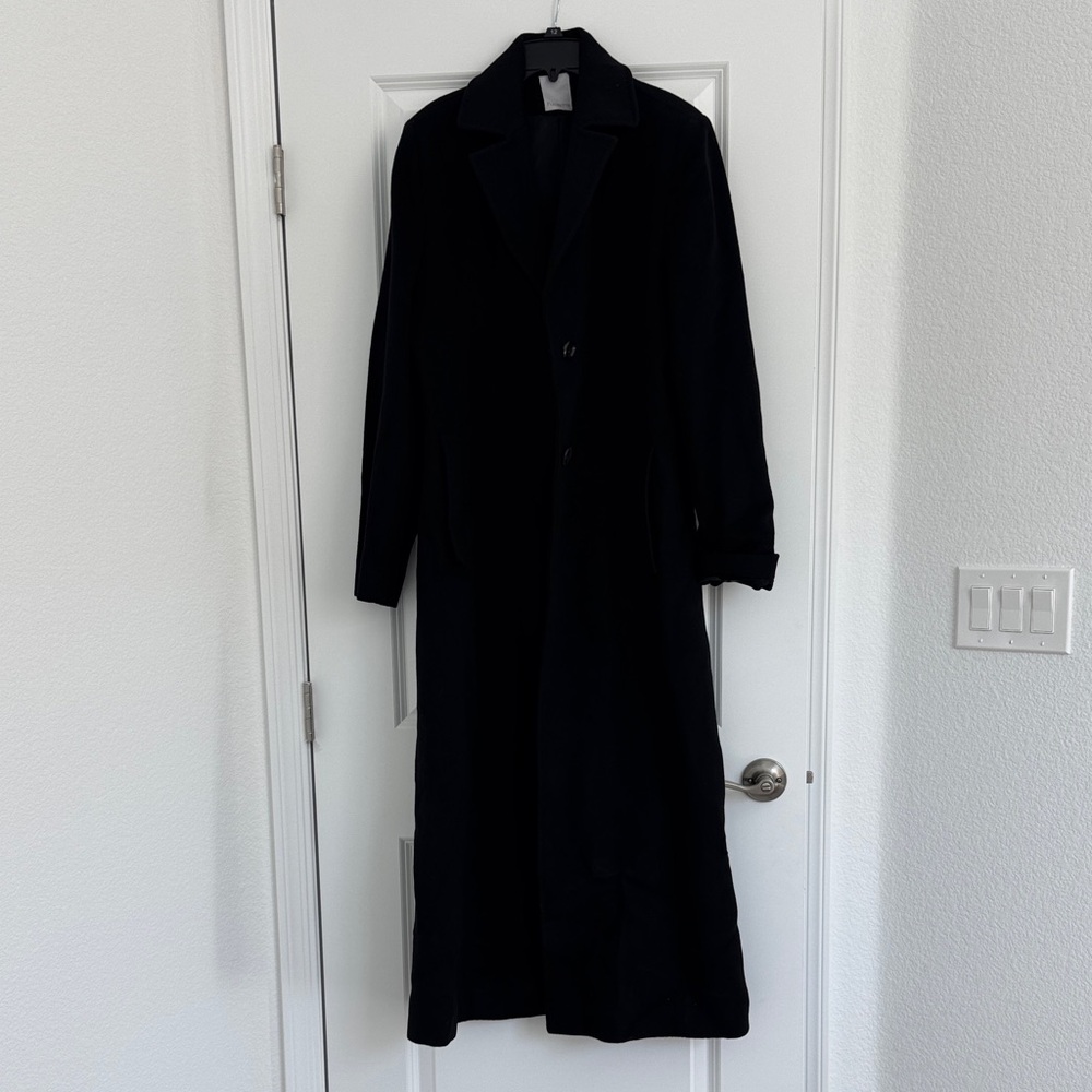 FLEURETTE fabric by Loro Piana Elegant Black Cashmere Long Trench Coat